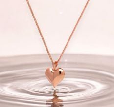 Heart pendant necklace, Rose gold plated necklace for women, Brass handmade jewelry